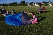 Collapsing the tent at Grampound Road