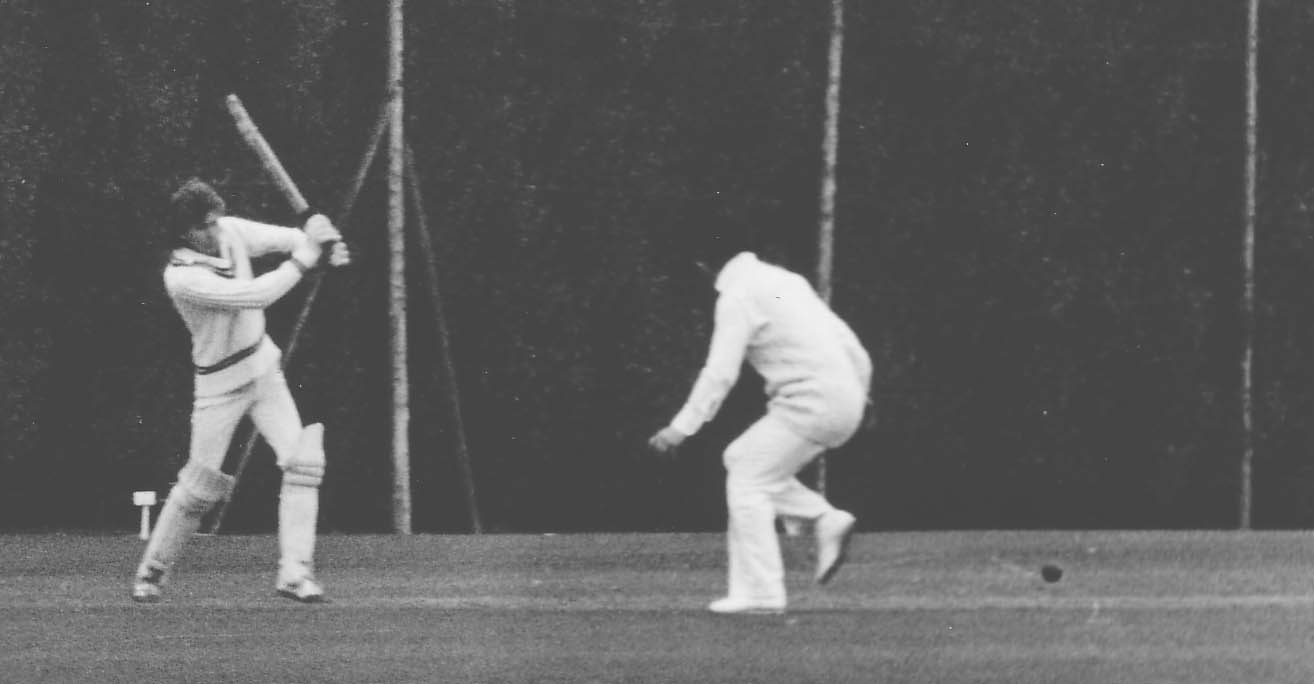 Stan drives through the offside, Gras Lawn 1985